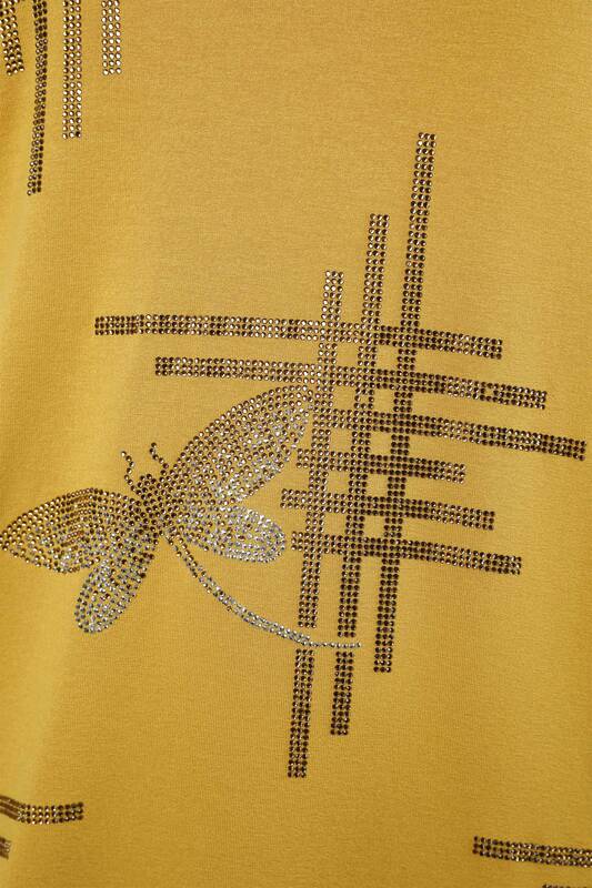 Vente en gros de chemisier brodé de pierre à motifs de papillons pour femmes - 77840 | KAZEE
