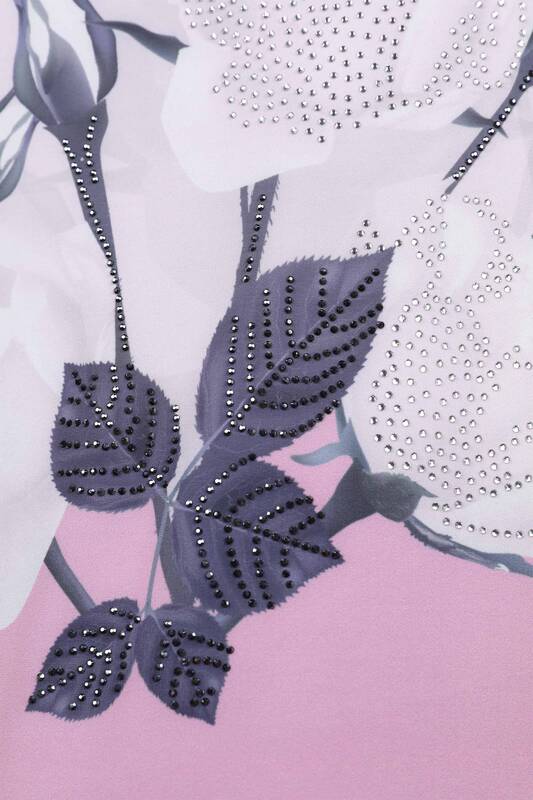 Vente en gros de chemisier à motifs roses à impression numérique pour femmes - 12011 | KAZEE