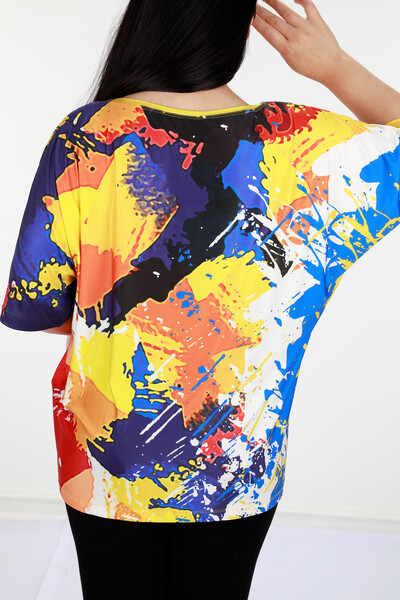 Vente en gros de chemisiers pour femmes motif de couleur numérique - 12059 | KAZEE - Thumbnail