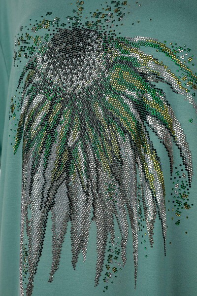 Grossiste en chemisier pour femmes avec détail de fleurs brodées en pierre - 78943 | KAZEE - Thumbnail