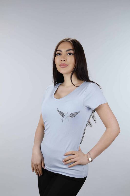 Vente en gros V Neck Wing Pattern Kazee Print Blouse Pour Femmes - 77701 | KAZEE