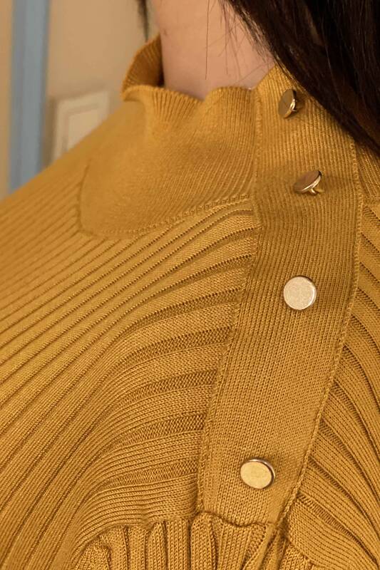 En Gros Stand Up Col Pull En Tricot Avec Des Boutons Sur L'épaule Pour Les Femmes- 16246 | KAZEE