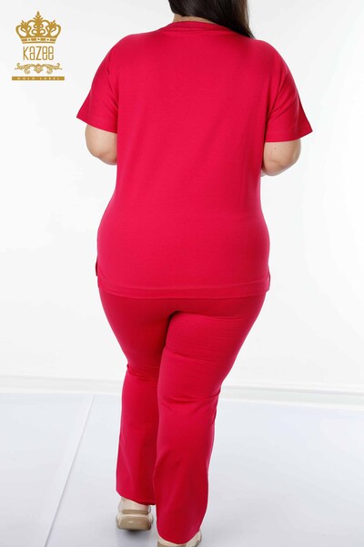 Grossiste Ensemble Survêtement Femme Manches Courtes Fuchsia - 17389 | KAZEE - 8
