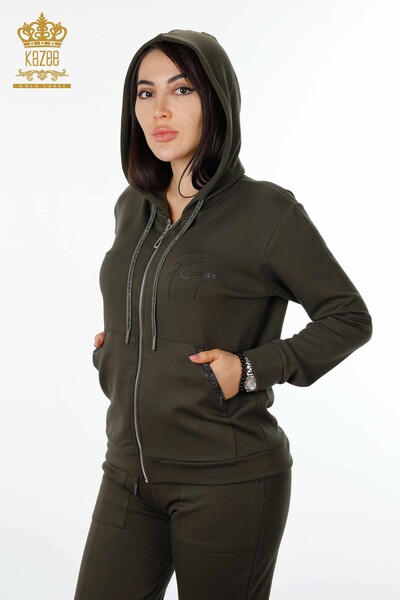 Vente en gros Ensemble Survêtement Capuche Kaki Pour Femme - 17427 | KAZEE - 2