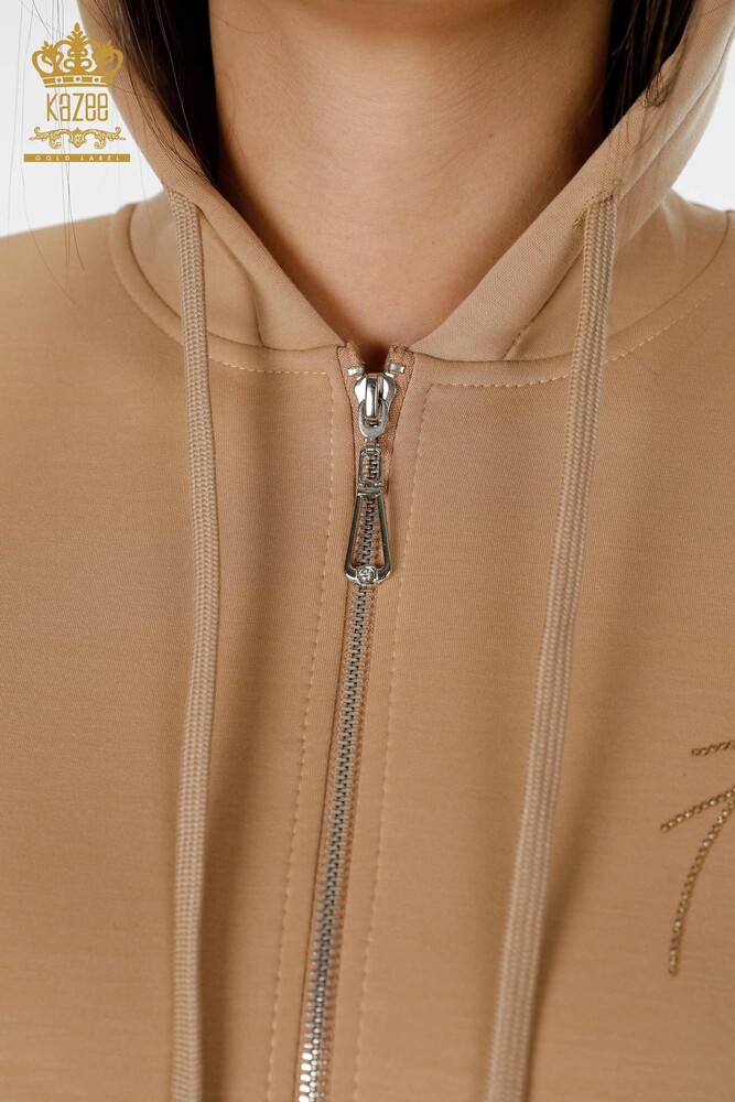 Grossiste Ensemble Survêtement Femme Poche À Capuche Camel - 17426 | KAZEE - 4