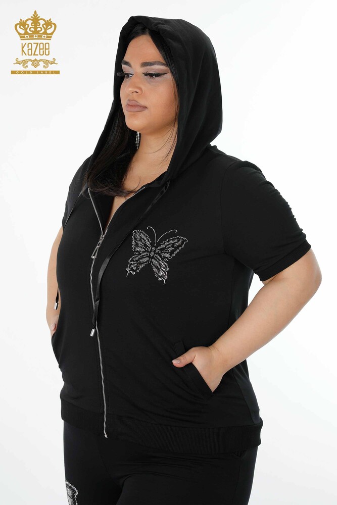 Grossiste Ensemble Survêtement Femme Motif Papillon Noir - 17391 | KAZEE - 4