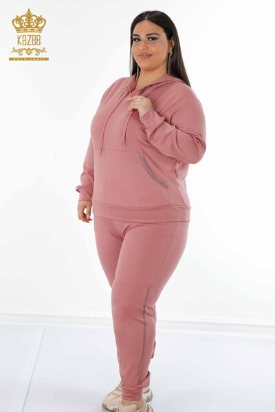 Grossiste Ensemble Survêtement Femme Hoodie Rose - 17477 | KAZEE - 1