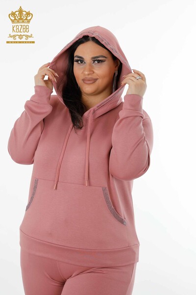 Grossiste Ensemble Survêtement Femme Hoodie Rose - 17477 | KAZEE - 3