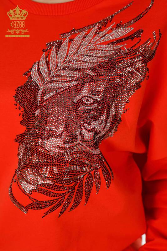 Vente en gros Ensemble Survêtement Tiger Detail Orange Pour Femme - 17459 | KAZEE