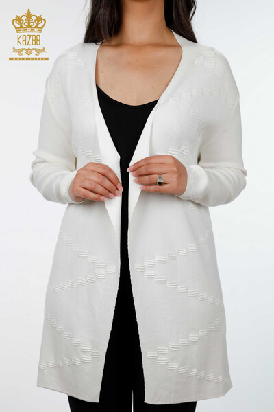 Grossiste Cardigan Femme Motif Long Viscose - 15440 | KAZEE - 3