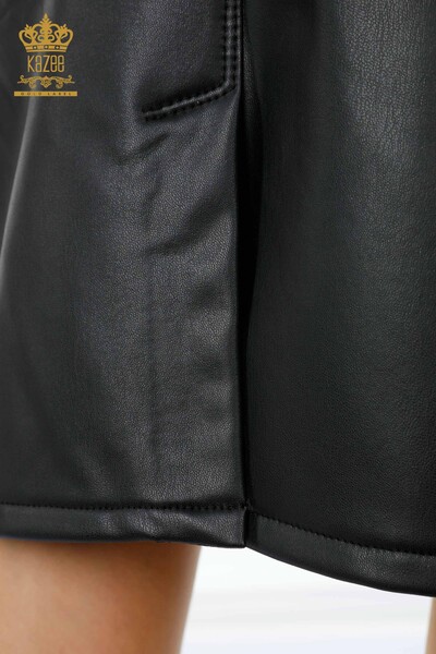 Jupe en cuir pour femmes en gros avec poche détaillée - 4142 | KAZEE - Thumbnail