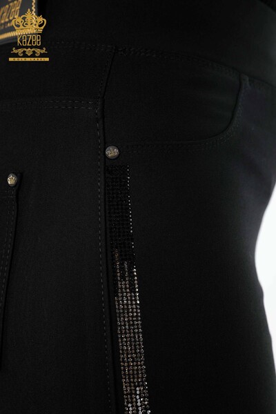 Vente en gros Jupe Stripe Crystal Stone Poche Brodée Détaillée pour Femmes - 4169 | KAZEE - Thumbnail