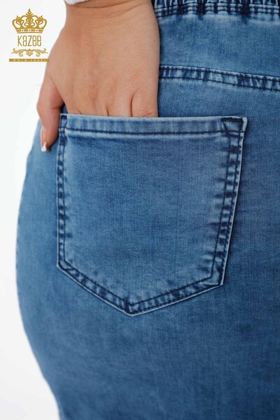 Vente en gros de jupe en jean pour femmes, cravate, taille élastique, pierre - 4178 | KAZEE - Thumbnail