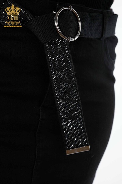 Vente en gros de jupe en jean pour femmes Kazee ceinture brodée de pierre détaillée - 4149 | KAZEE - Thumbnail