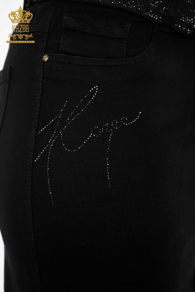 Vente en gros de jupe en jean pour femmes Kazee ceinture brodée de pierre détaillée - 4149 | KAZEE - 5