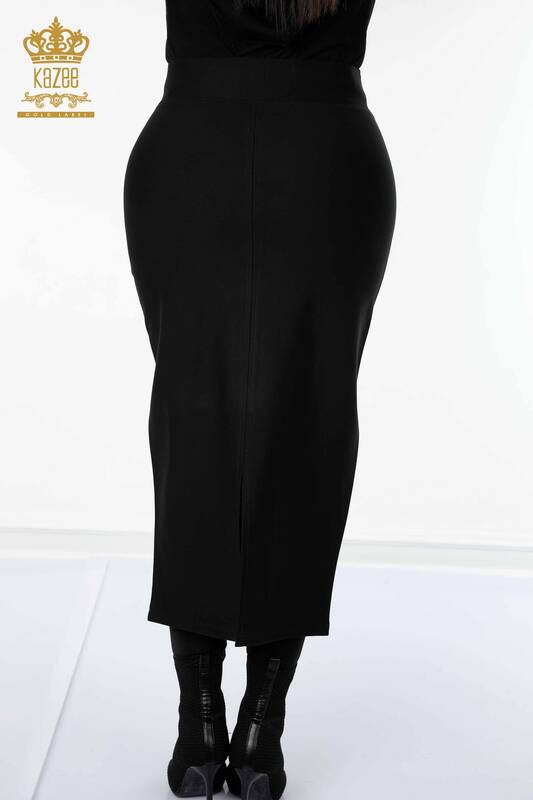 Jupe Femme En Gros Avec Détail Fente Noir - 4192 | KAZEE