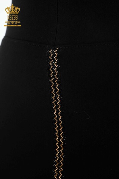 Vente en gros de jupe longue pour femmes fendue détaillée pierre de couleur brodée - 4189 | KAZEE - Thumbnail