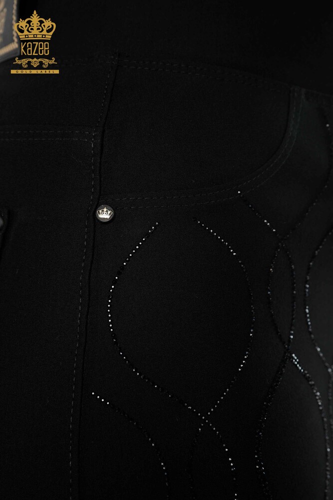 Vente en gros de jupe longue pour femmes à motifs pierre brodée détail ligne - 4188 | KAZEE - 5