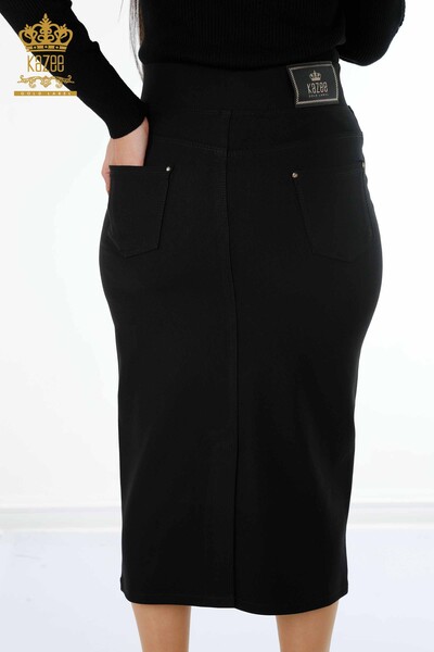 Vente en gros de jupe longue pour femmes à motifs pierre brodée détail ligne - 4188 | KAZEE - Thumbnail
