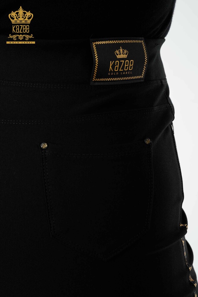 Grossiste Jupe Femme Léopard Rayure Pierre Brodée Noir - 4209 | KAZEE - 9