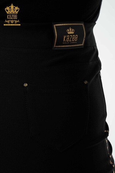 Grossiste Jupe Femme Léopard Rayure Pierre Brodée Noir - 4209 | KAZEE - 9