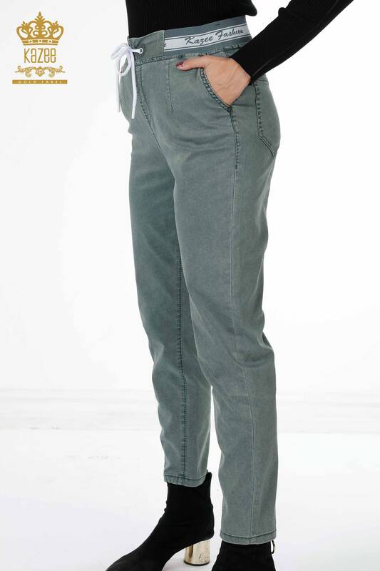 Vente en gros de pantalons pour femmes avec fil cravate Kazee poche détaillée - 3532 | KAZEE
