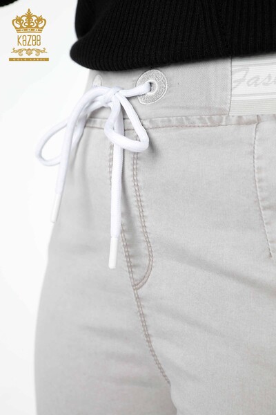 Vente en gros de pantalons pour femmes avec fil cravate Kazee poche détaillée - 3532 | KAZEE - Thumbnail