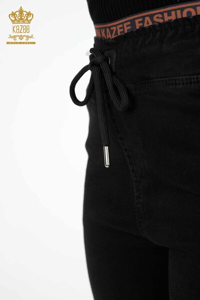 Vente en gros de pantalons pour femmes jambe lettre détaillée taille cordon élastique - 3371 | KAZEE - Thumbnail