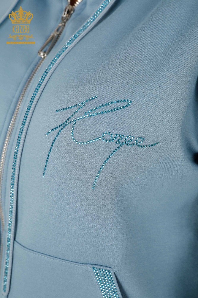 Vente en gros ensemble de survêtement à capuche bleu pour femme - 17427 | KAZEE - 4