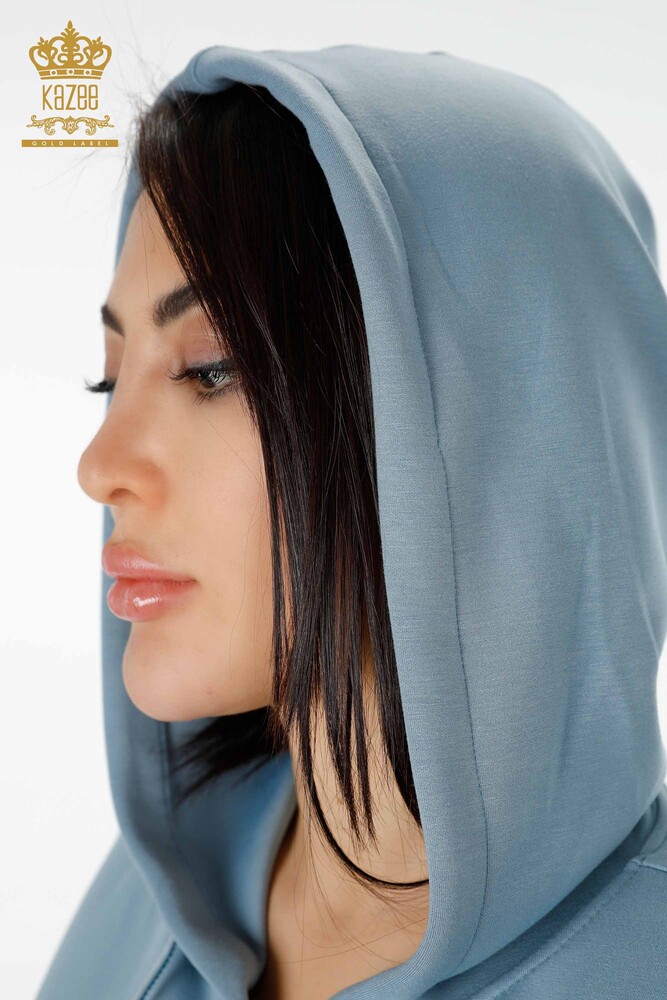 Vente en gros ensemble de survêtement à capuche bleu pour femme - 17427 | KAZEE - 6