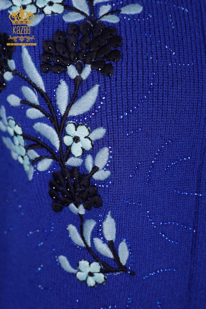 Grossiste Femmes Tricots Gilet Court Floral Brodé Pierre Brodée - 16814 | KAZEE - 11