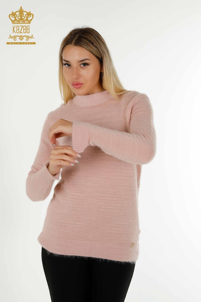 Grossiste Pull en Maille Femme Basic Angora Poudre - 18830 | KAZEE - 1