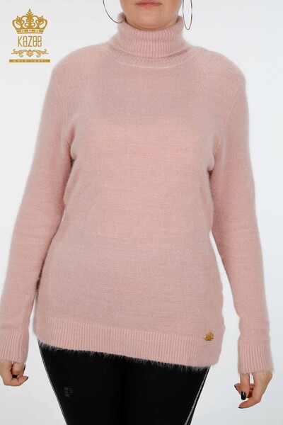 Vente en gros de pull en tricot pour femme à col roulé et logo à manches longues - 18843 | KAZEE - Thumbnail