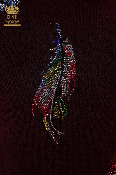 Grossiste Tunique Tricot Femme Couleur Plume Motif Pierre Brodée - 18892 | KAZEE - 3