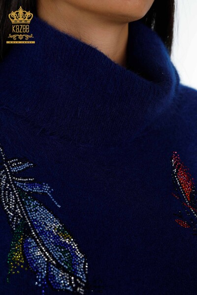 Grossiste Tunique Tricot Femme Couleur Plume Motif Pierre Brodée - 18892 | KAZEE - 9