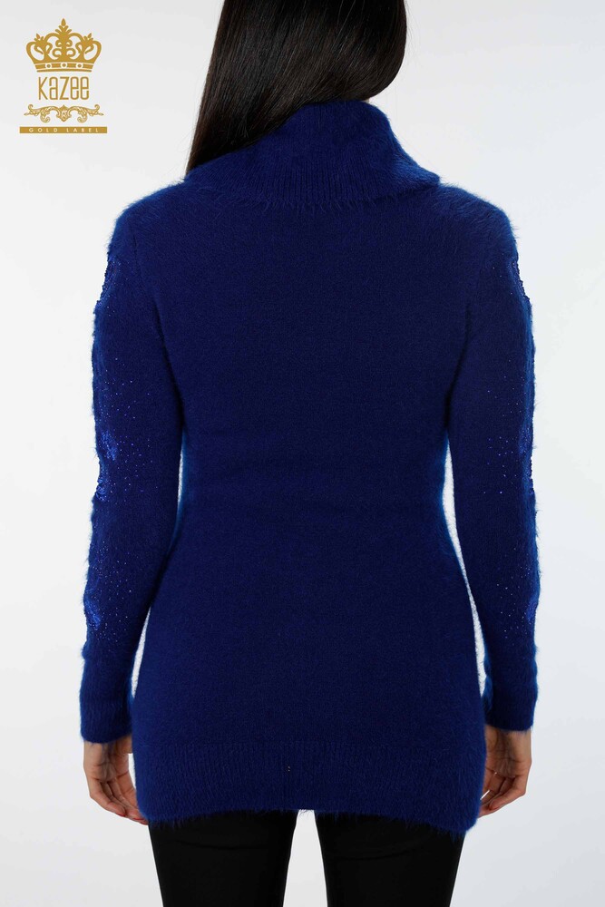 Grossiste Tricot Femme Tunique Manche Tulle Pierre Brodé Angora - 18888 | KAZEE - 5