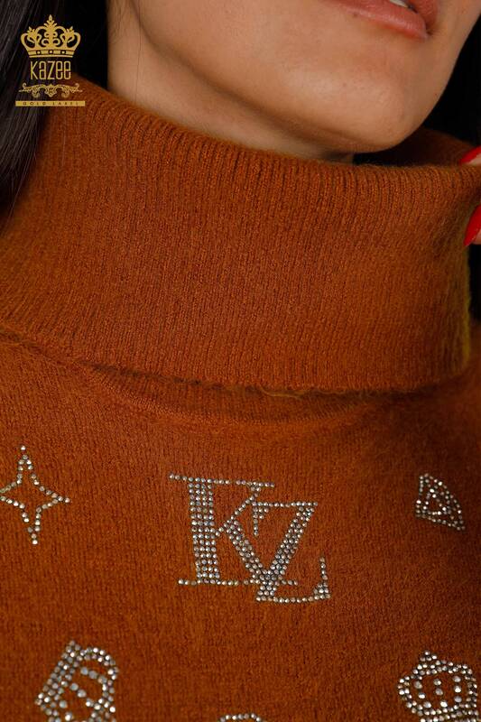 Vente en gros de tunique en tricot pour femmes à motifs deux poches détaillées Angora - 18895 | KAZEE