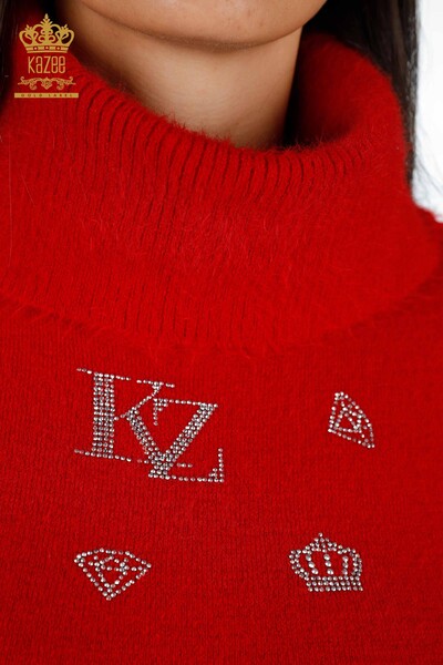 Vente en gros de tunique en tricot pour femmes à motifs deux poches détaillées Angora - 18895 | KAZEE - Thumbnail