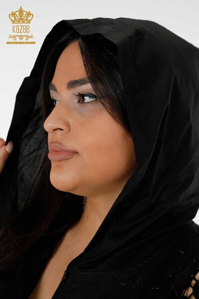 en gros Robe Chemise Femme Avec Capuche Motif Floral Noir - 20217 | KAZEE - Thumbnail