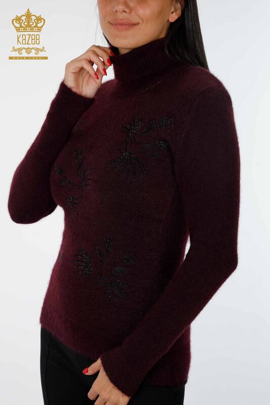 Vente en gros de pull en tricot pour femmes chat détaillé pierre brodé - 18759 | KAZEE