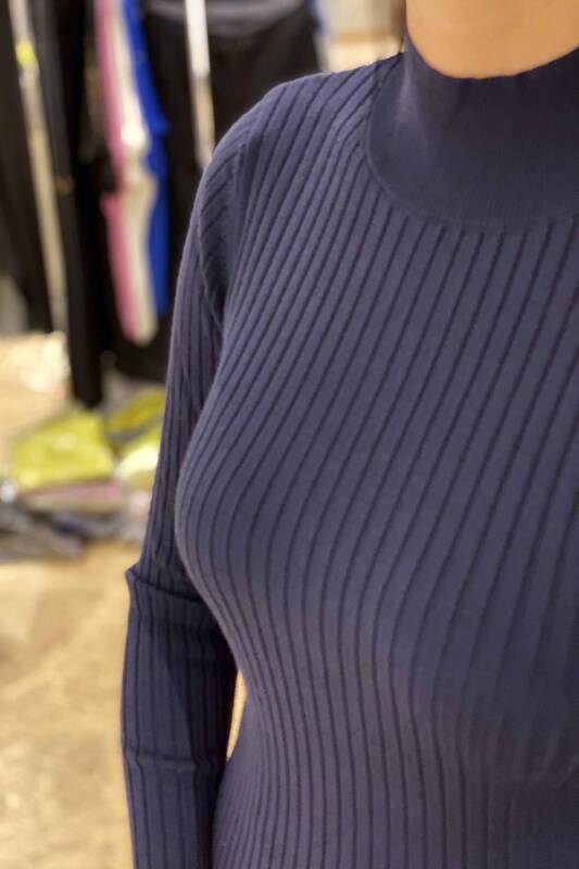 Vente en gros de pull en tricot pour femmes, bouton à col montant détaillé - 16238 | KAZEE