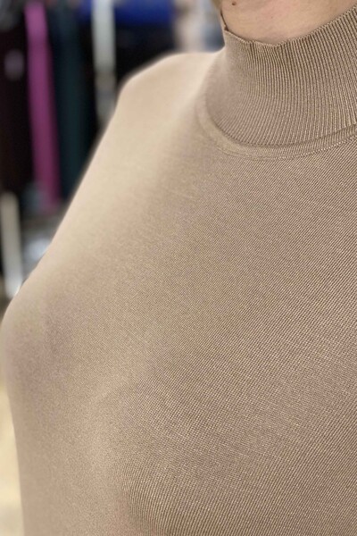 Vente en gros pull en tricot à col montant avec boutons pour femmes - 16130 | KAZEE - Thumbnail