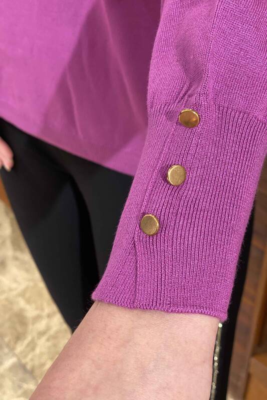Vente en gros pull en tricot à col montant avec boutons pour femmes - 16130 | KAZEE