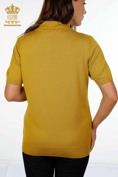 Vente en gros de pull en tricot pour femme léopard brodé pierre à manches courtes - 16774 | KAZEE - Thumbnail