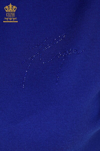 Vente en gros de pull en tricot pour femme à manches chauve-souris Kazee brodé de pierres détaillées - 16739 | KAZEE - Thumbnail