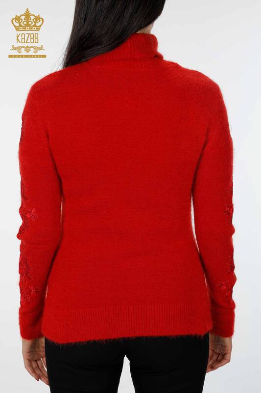 Vente en gros de pull en tricot pour femmes à manches roses brodées de pierres détaillées - 18781 | KAZEE