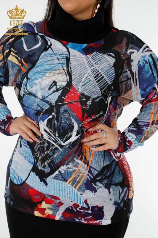 Vente en gros de pulls en tricot pour femmes Motif d'impression numérique - 16914 | KAZEE