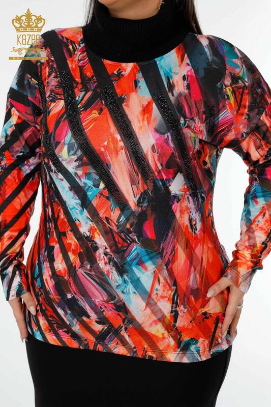 Vente en gros de pulls en tricot pour femmes Motif d'impression numérique - 16916 | KAZEE