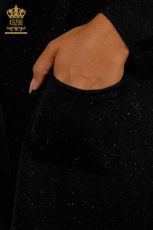 Grossiste Femmes Cardigan Glitter Crossed Pocket Long - 16807 | KAZEE