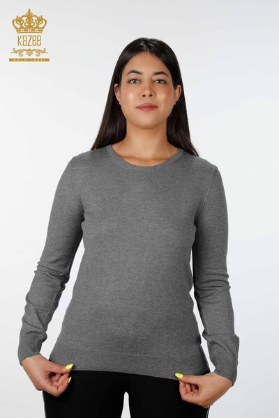 Grossiste Pull Femme Col Rond Silvery Basic Viscose - 15317 | KAZEE - Thumbnail